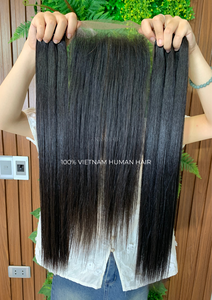 Extensions de cheveux humains vierges 100% vietnamiennes, couleur naturelle, lisses, pour femmes, tissage à la machine, prix de gros - Product Image 2
