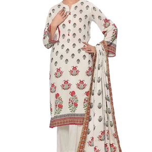 <b>Women</b> Cotton Silk Casual Shalwar Kameez Suit Long Printed Quick Dry <b>Kurta</b> Comfortable Pants Coordinated Dupatta for All Seasons - Product Image 1