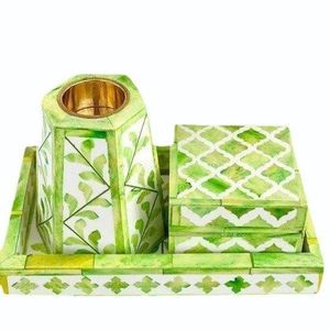 Juego de Bakhoor con incrustaciones de hueso de color azul para decoración del hogar, quemador de Oud, juego de Mubakhar hecho de madera - Product Image 3