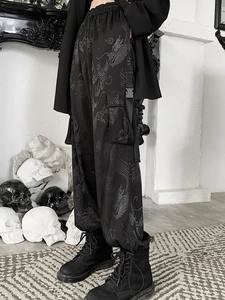 Pants <b>Women</b> Printed High Waist Loose Straight <b>Trousers</b> Street Grunge Dark Cargo Pants - Product Image 6