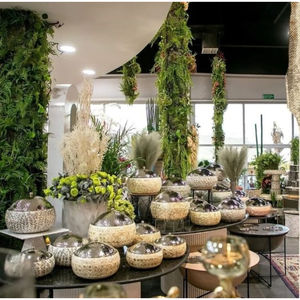 Plat d'affichage de buffet en prix de gros plat de service de nourriture rond chauffe-plats en nacre avec chauffe-plats à lèvres martelées - Product Image 2