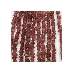 Cuentas de pepitas facetadas de cuarzo rosa fresa natural de hebra de 8 pulgadas al por mayor 12-15mm aprox. para la fabricación de joyas Premium - Product Image 6