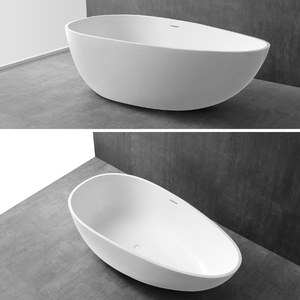 Lisa Baignoire en pierre artificielle autoportante blanc mat Taille L160x80x54 cm Pack 1 - Product Image 2