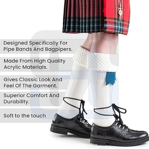 High Quality Custom Made Scottish <b>Socks</b> for <b>Men</b> Breathable Quick Dry Cotton/Wool with Logo Design Available in <b>White</b> Black Blue - Product Image 3