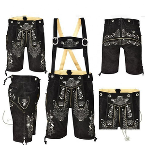 Costume allemand bavarois Oktoberfest High Street Style Black Lederhosen Mid Waist Breathable Plus Size for Party Beer Festival - Product Image 1
