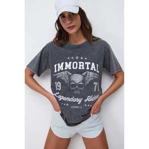 Camiseta Holgada Informal Estampada Lavada de Talla Grande - Product Image 2