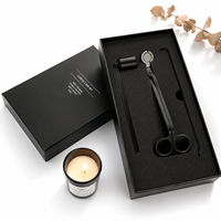 Vente en gros de kit d'entretien et d'accessoires de bougies en or noir boîte cadeau coupe-mèche de haute qualité