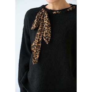 Black Sweater with Scarf Collar - Product Image 2