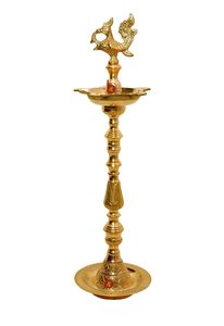 Fabricant de gros Temples traditionnels Puja laiton gaufré paon Mahabharat Diya lampe sur pied - Product Image 2