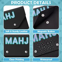 Mahjong-Karten-Tasche, Mahjong-Kartenhalter, Mahjong-Kartenhülle aus Leder, Mahjong-Karten-Clutch-Etui, Schwarz
