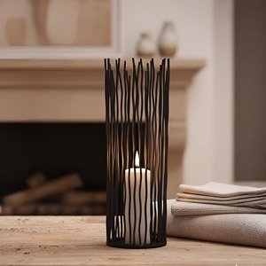 Faroles Negros Modernos, Artesanía Metálica Elegante, Perfectos para Sala de Estar, Mesa de Comedor, Patio, Jardín y Decoración de Entrada, de la India - Product Image 6