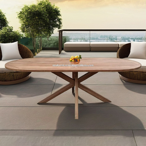Table à manger ovale moderne en teck massif de qualité supérieure, mobilier de jardin indonésien pour hôtel, villa, usage extérieur - Product Image 6