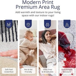 พรมปูพื้นลายเรขาคณิตนามธรรมทันสมัยกันลื่น ผลิตจากโพลีเอสเตอร์ สำหรับตกแต่งบ้าน รถยนต์ ห้องนั่งเล่น ซักทำความสะอาดได้ - Product Image 6