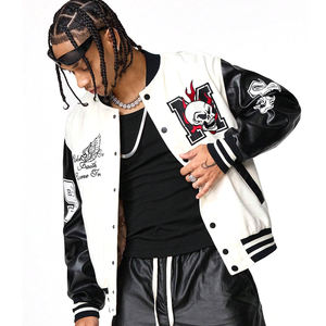 Manches longues tissées coupe ample en blocs de couleurs pour hommes, vestes d'université de baseball confortables à imprimé numérique, bon fournisseur - Product Image 4