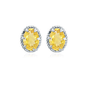 Boucles d'oreilles clous ovales en citrine pour femme Rhaya Jewels, en argent sterling plaqué rhodium, design classique romantique, pour mariage, anniversaire, fête - Product Image 5