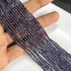 Perles en forme de rondelle à facettes en iolite naturelle Perles de pierres précieuses en gros pour la fabrication de bijoux - Product Image 4