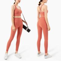 Ensemble de yoga 2 pièces pour femme, nouvelle collection été, haut en nylon à dos croisé, soutien-gorge de sport, leggings, pilates, fitness, taille élastique, respirant
