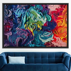 Arte Abstracto Moderno en Vidrio: Decoración Vibrante en Lienzo Impreso a Color, Lienzo con Marco NEGRO - Product Image 1