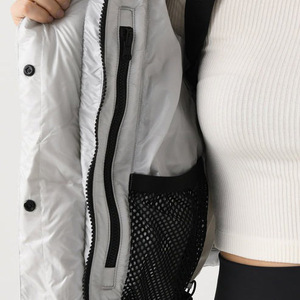 Chaqueta Corta Acolchada de Invierno para Mujer, Transpirable, Impermeable, Cortavientos, con Cuello Alto, Bolsillos, Chaqueta Acolchada Brillante - Product Image 6