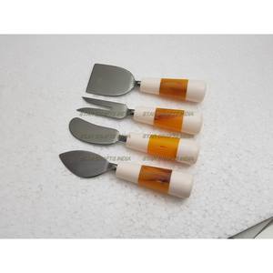 ชุดช้อนส้อมมีดที่มีด้ามจับเรซินดีไซน์ใหม่ชุดเครื่องใช้บนโต๊ะอาหารโลหะ - Product Image 5