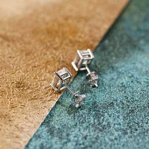 2025 New Arrival <b>Fine</b> Jewelry 925 Silver Moissanite Geometric square Stud <b>Earring</b> for Women Gifts Simple <b>Earring</b> Gifts Daily - Product Image 4