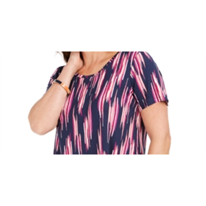 JM Collection Haut imprimé respirant à manches courtes pour femme, bleu marine, plusieurs tailles, taille moyenne - Product Image 2