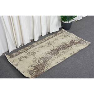 Alfombra clásica de lana turca Vintage de 2x3, 5 pies, hecha a mano, estilo Tabriz, diseño de retazos, látex para pasillo, uso de cabecera - Product Image 3