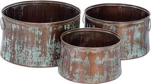 Urban Verd Traditional Texture Galvanized <b>Basket</b> For Home Garden Decorative Use Floor Planter In Galvanized Metal - Product Image 6