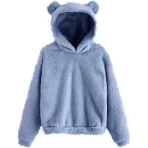 Sudadera con Capucha de Felpa Sherpa Personalizada con Orejas de Oso para Hombre, Sudadera Unisex con Capucha de Oso de Peluche Gruesa para Hombre - Product Image 2