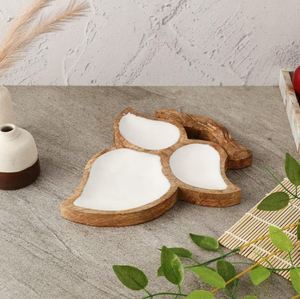 Plateau de service en bois de conception de feuille faite à la main de Offre Spéciale pour la vaisselle de mariage - Product Image 5