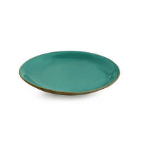 Ensemble de 6 assiettes à dîner de 10 pouces en céramique émaillée à la main 'Turquoise terreux', compatibles micro-ondes, durables, personnalisables pour les hôtels