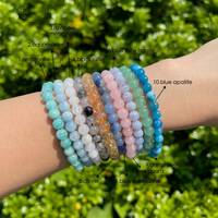 Pulseras de Piedra Lunar Arcoíris 100% Naturales de Alta Calidad Hechas a Mano, Pulidas y con Cuentas, Venta al por Mayor, Regalo con Color Fuego Azul