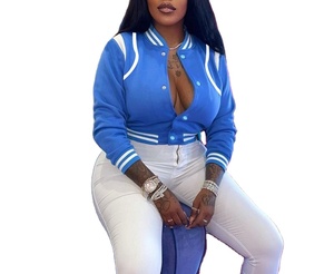 OEM Custom Fashion Streetwear Baseball Crop Patchwork Button Women's <b>Jackets</b> Custom Fall <b>Bomber</b> <b>Jacket</b> Cropped Varsity <b>Jacket</b> - Product Image 1