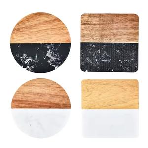 Juego de Posavasos Cuadrados de Madera y Resina Artesanal de Nogal, 10mm y 5mm, Diseño Clásico para Oficina y Hogar, Elegantes Posavasos para Bebidas - Product Image 6