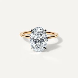 Bague de fiançailles solitaire en diamant de laboratoire de forme ovale 2.50 personnalisée bague de fiançailles en or jaune 14 carats certifiée IGI - Product Image 1
