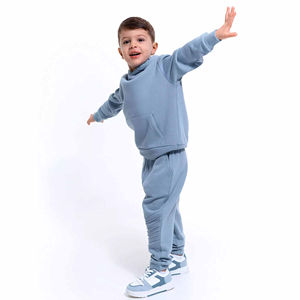Survêtement de haute qualité 100% coton pour enfants, marque privée personnalisée, étiquette de taille au niveau du col, survêtement sans couture pour l'hiver, garçons étudiants - Product Image 2