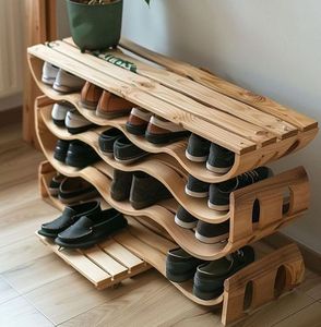 <b>Shoe</b> <b>Rack</b> Organizer for Closet Bamboo <b>Shoe</b> <b>Rack</b> <b>2</b> <b>Tier</b> Balcony <b>Shoe</b> Shelf - Product Image 2