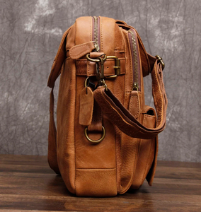Full Grian Leather Messenger Bag Vintage Leather <b>Shoulder</b> Bag Crossbody Bag Male Tote Handbag Computer <b>Sling</b> - Product Image 2