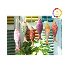 Eco Friendly Wooden Fish Hanging Decoration for Nautical Themed Room or Garden - Product Image 4