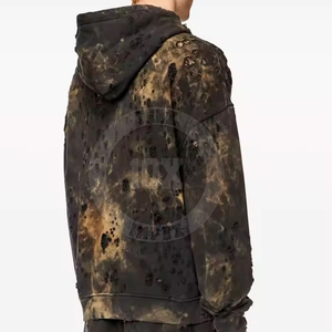 Venta caliente personalizado bajo MOQ desgastado Sudadera con capucha de calidad superior aspecto elegante ropa de calle sudaderas con capucha de mezcla de algodón - Product Image 4