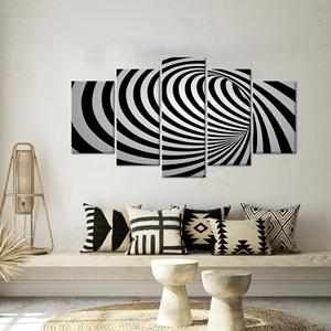Art sur toile à motif de tourbillons abstraits : impression décorative murale moderne noir et blanc, ensemble de 5 toiles Mx - Product Image 1