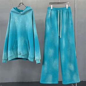 Nuevos chándales desgastados con cremallera para hombre, chándal con logotipo de Terry francés para correr apilado, conjunto de pantalones de chándal y Sudadera con capucha - Product Image 3