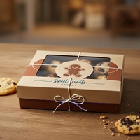 Boîte d'aliments surgelés rigide en relief recyclable brillant/mat avec impression personnalisée pour boulangerie, café et emballage à emporter
