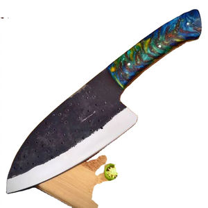 Couteau de chef Burraq personnalisé fait main en acier au carbone, couteau multifonctionnel avec étui en cuir, DIY OEM/ODM pour usage en cuisine - Product Image 1