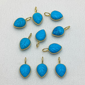 Colgante de piedra preciosa tallada en hoja de turquesa de plata 925 para collar y pulsera - Product Image 3