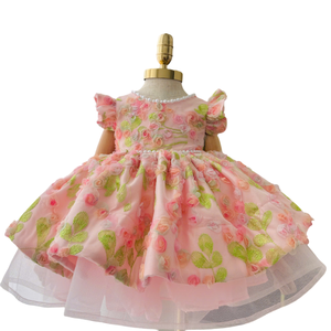 Vestido de fiesta con patrón Floral para niñas de alta calidad, nuevo diseño, decoraciones con cuentas, OEM, ODM, compatible con niños de edad, vestido en capas - Product Image 1