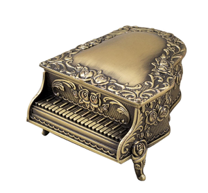 Antique Style Metal & <b>Wood</b> Look Treasure Jewellery <b>Box</b> - Vintage Trinket Storage with Lock & Keys at Wholesale - Product Image 2