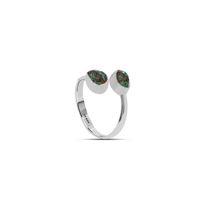 Anillo de crisocola con forma Natural de Plata de Ley 925, ajuste de bisel, estilo clásico para compromiso, aniversario, fiesta, regalo, paquete de 6 - Product Image 3
