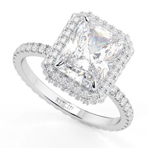 1.00 CT รัศมีที่ซ่อนอยู่เพชรตัดสดใสสำหรับผู้หญิงแหวนหมั้นพร้อมเน้นเสียง - Product Image 5