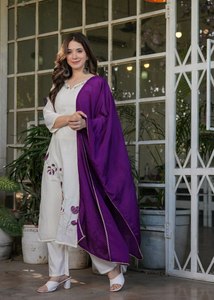 Rayonne de Viscose Indienne de Style Simple et Tendance avec Broderie Travail Léger Motif de Texture de Luxe Kurti,Pent With Dupatta Set - Product Image 4